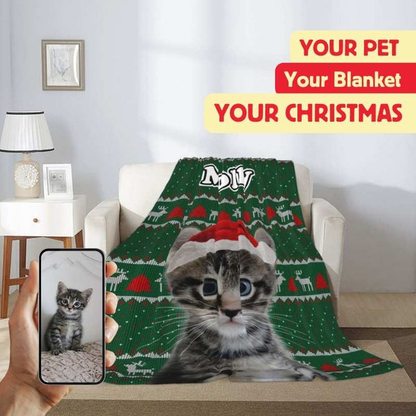 Christmas gift sale blanket featuring a festive pet design, perfect for holiday decor.