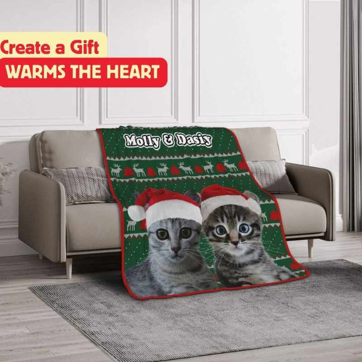 Holiday blanket throw with festive pet design, perfect for cozy seasonal gifts.