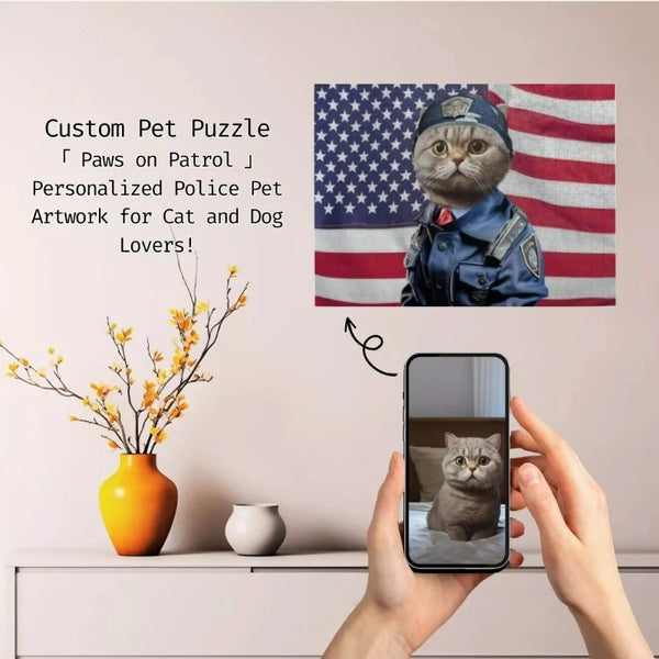 Personalized Police Themed Pet Portrait Puzzle