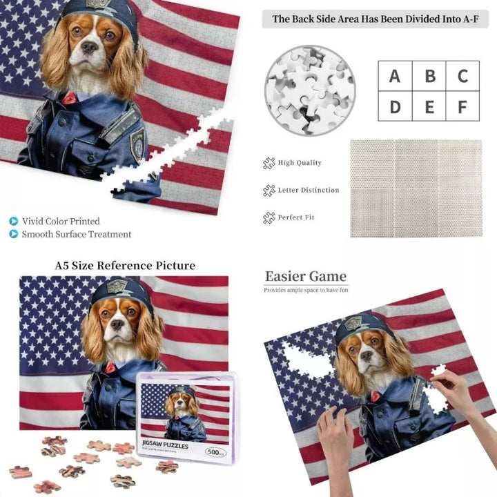 Personalized Police Themed Pet Portrait Puzzle