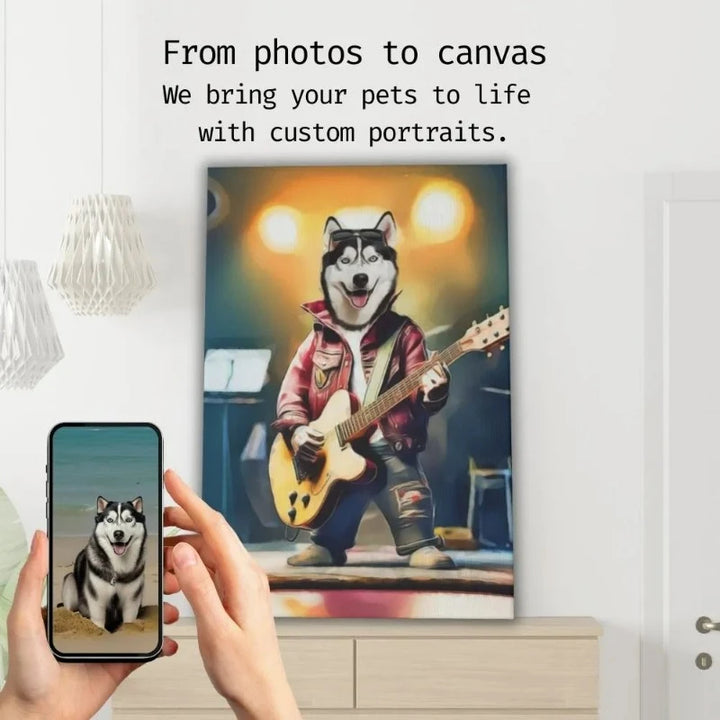 Guitarist Cat and Dog Draw Portraits