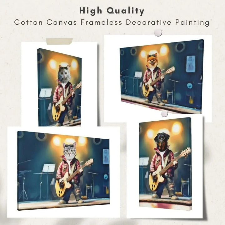 Guitarist Cat and Dog gallery wrapped canvas